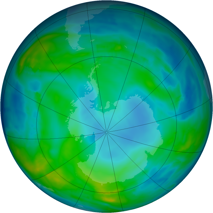 Antarctic ozone map for 18 May 2015